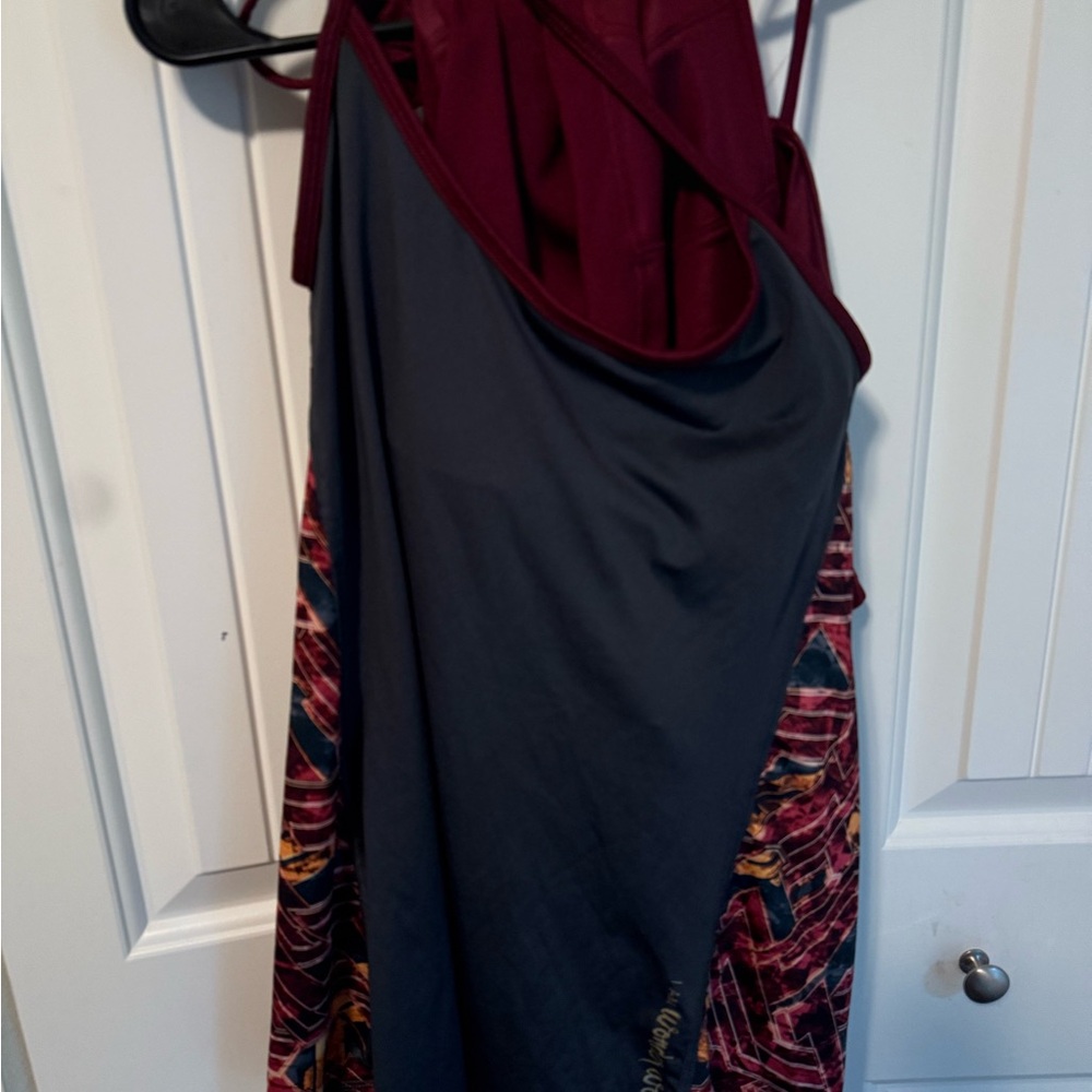 Elegant Burgundy and Gray Women's Dress